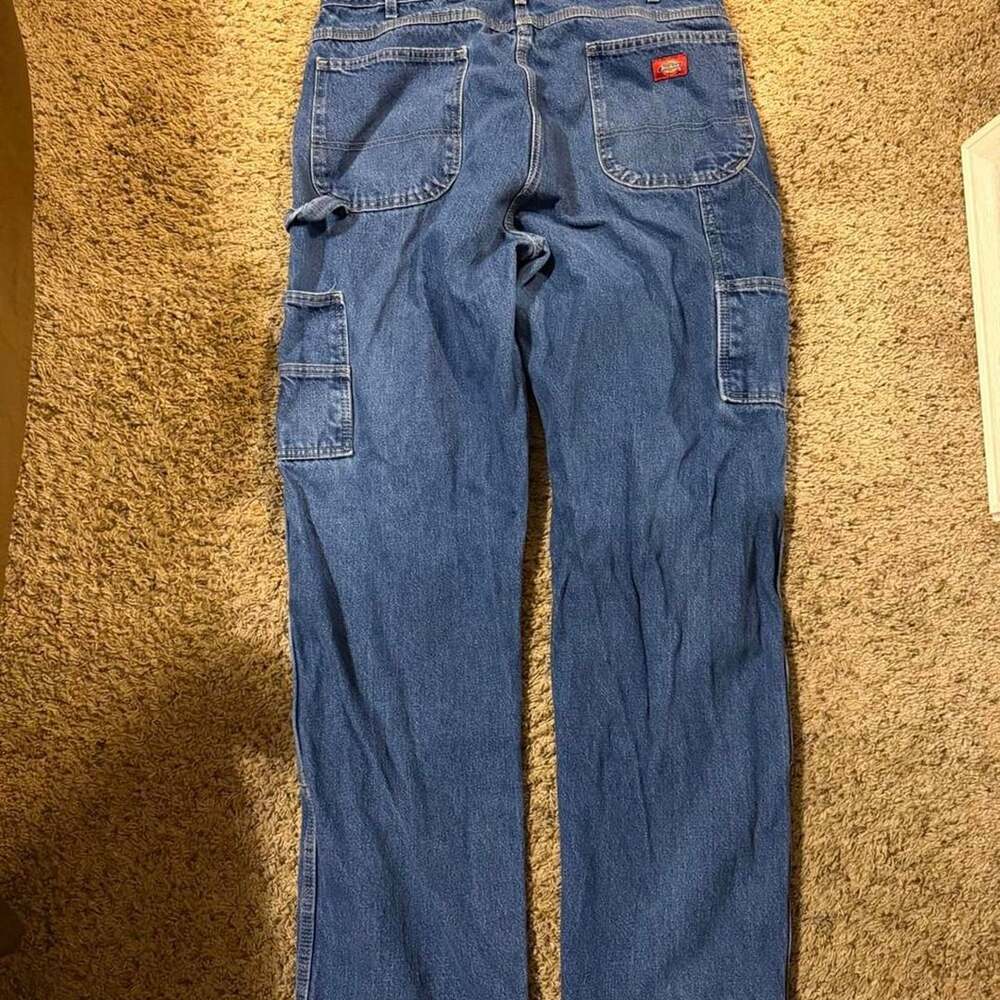 Dickies Double Knee Carpenter Jeans Size 38x34 Medium Wash Denim Workwear - Picture 3 of 4